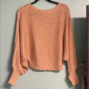 Blush pink cozy sweater with gold sparkle detail